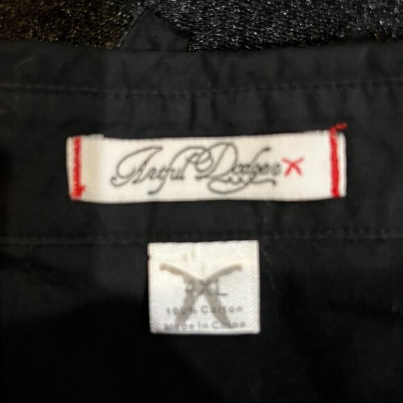 ARTFUL DODGER Men's Black Embroidered Streetwear Button Front Shirt - EUC - 4XL - Picture 13 of 16
